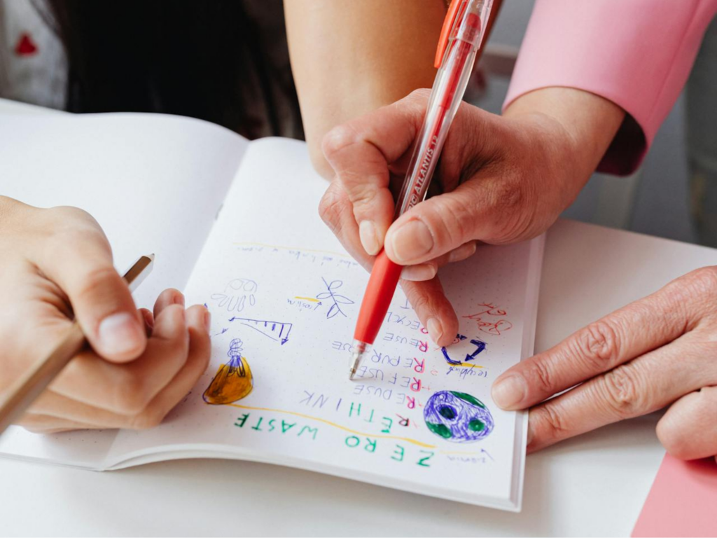Parent helping middle schooler with academic success.